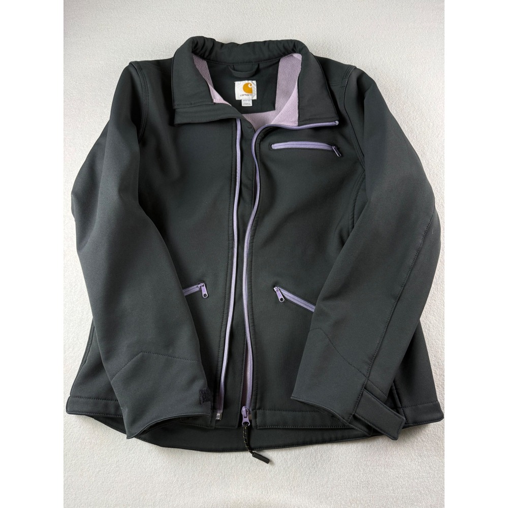 Carhartt Womens Softshell Fleece Lined Jacket Black Purple Accents Size M 8/10